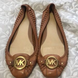 Authentic brown leather MK flats